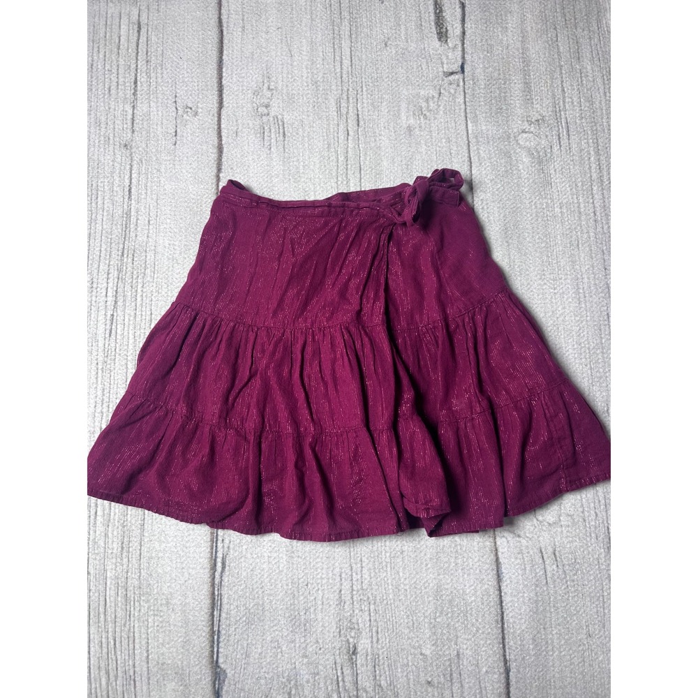 GAP Kids Girls Maroon Shimmer Tiered Wrap‎ Skirt Size 6
